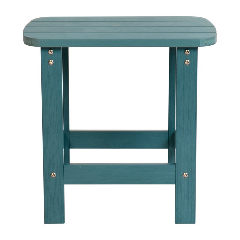 Flash Furniture Charlestown Resin Adirondack Pattio Side Table in Sea Foam Blue