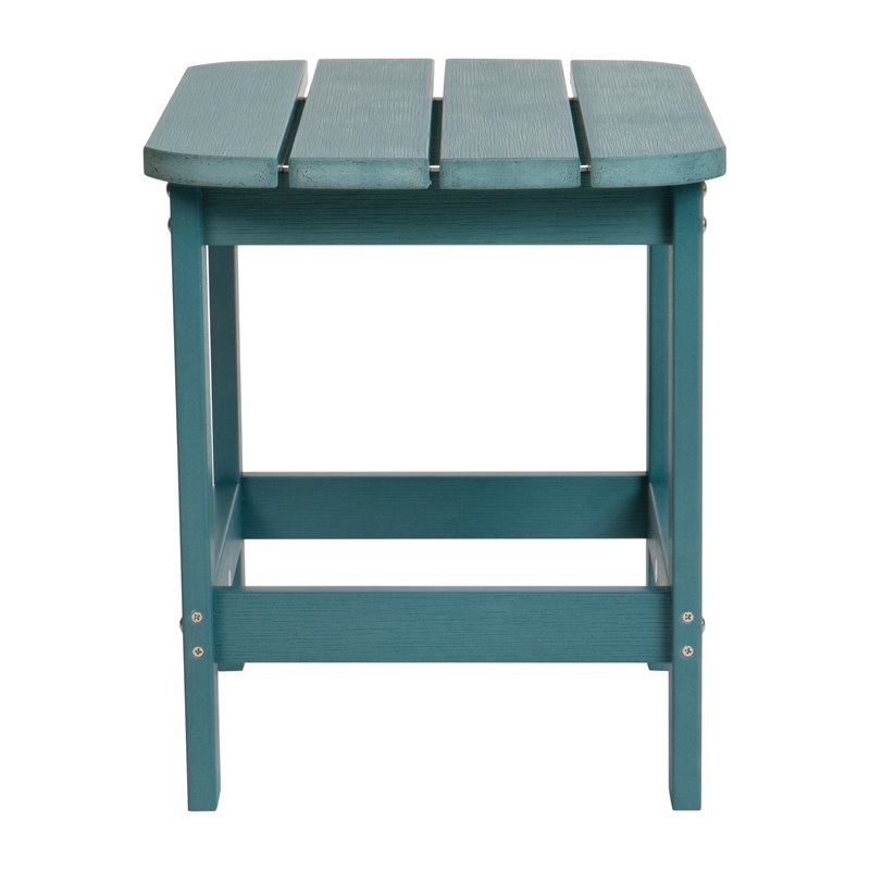 Flash Furniture Charlestown Resin Adirondack Pattio Side Table in Sea Foam Blue