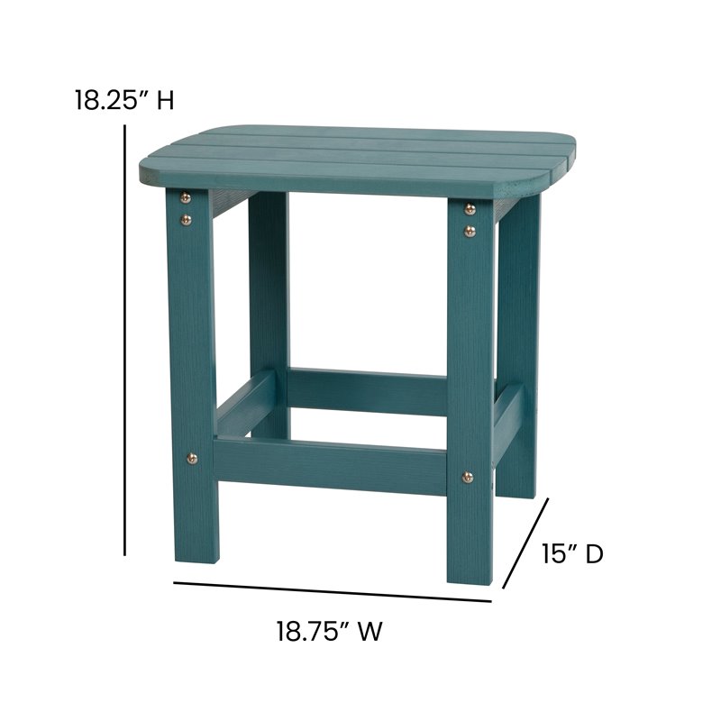 Flash Furniture Charlestown Resin Adirondack Pattio Side Table in Sea Foam Blue