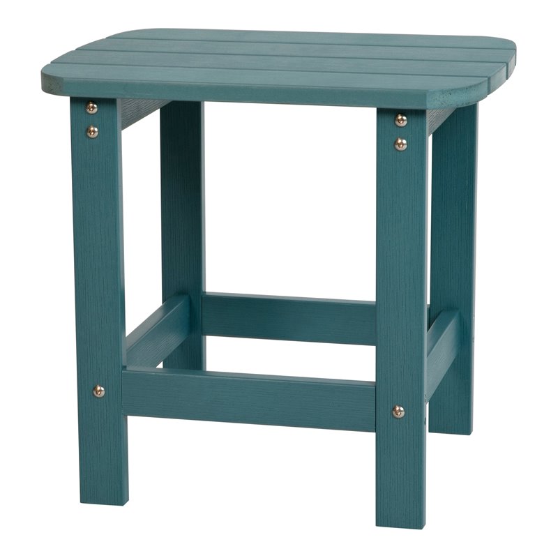 Flash Furniture Charlestown Resin Adirondack Pattio Side Table in Sea Foam Blue