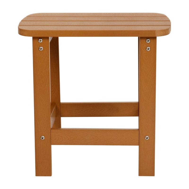 Flash Furniture Charlestown All-Weather Resin Adirondack Side Table in Brown