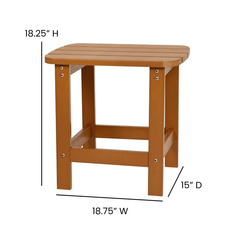 Flash Furniture Charlestown All-Weather Resin Adirondack Side Table in Brown
