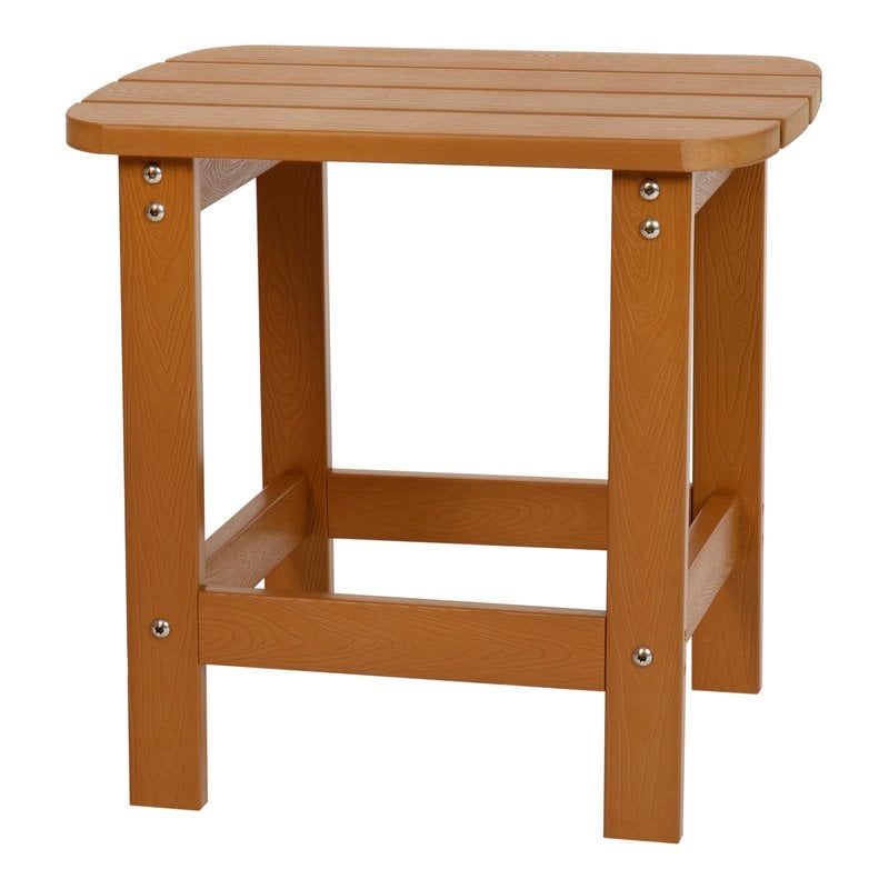 Flash Furniture Charlestown All-Weather Resin Adirondack Side Table in Brown