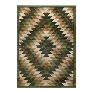 Flash Furniture Teagan 63.6&quot x 87.6&quot Olefin Fabric Area Rug in Green
