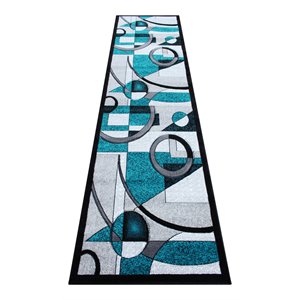 Flash Furniture Elias 33.6&quot x 120&quot Geometric Fabric Area Rug in Turquoise/Black