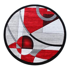 Flash Furniture Elias 63.6&quot x 63.6&quot Geometric Abstract Fabric Area Rug in Red