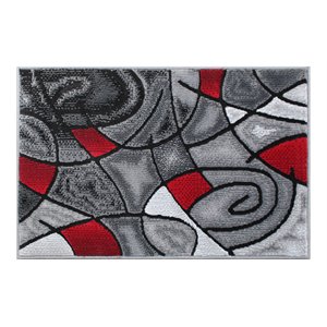 Flash Furniture Jubilee 24&quot x 36&quot Abstract Olefin Fabric Accent Rug in Red/Gray