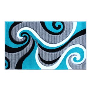 Flash Furniture Athos 24&quot x 40.8&quot Swirl Olefin Fabric Area Rug in Turquoise
