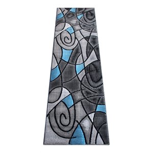 Flash Furniture Jubilee 24&quot x 84&quot Abstract Olefin Fabric Accent Rug in Blue