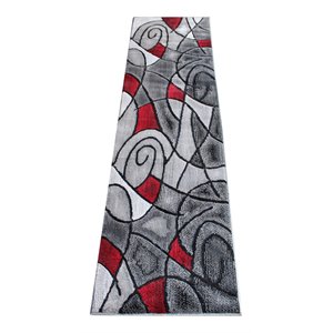 Flash Furniture Jubilee 24&quot x 84&quot Abstract Olefin Fabric Accent Rug in Red