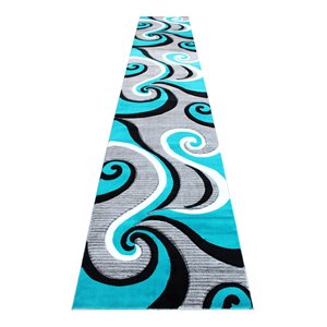 Flash Furniture Athos 33.6&quot x 187.2&quot Olefin Fabric Area Rug in Turquoise