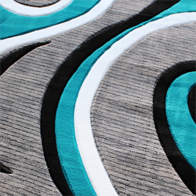 Flash Furniture Modern High-Low Pile Swirled 5' x 7' Turquoise Area Rug - Olefin Accent Rug