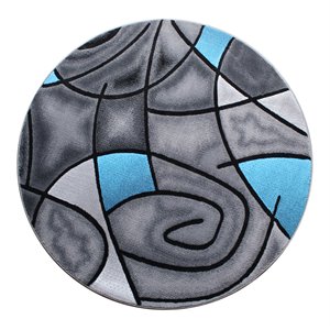 Flash Furniture Jubilee 60&quot x 60&quot Round Abstract Olefin Fabric Area Rug in Blue
