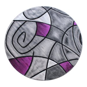 Flash Furniture Jubilee 60x60&quot Round Abstract Olefin Fabric Area Rug in Purple