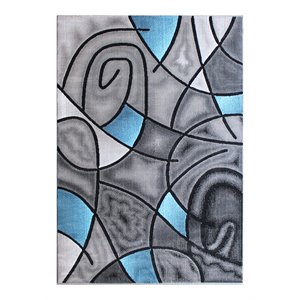 Flash Furniture Jubilee 60&quot x 84&quot Abstract Pattern Fabric Area Rug in Blue/Gray