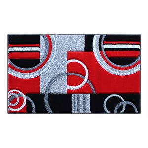 Flash Furniture Audra 24&quot x 40.8&quot Geometric Olefin Fabric Area Rug in Red