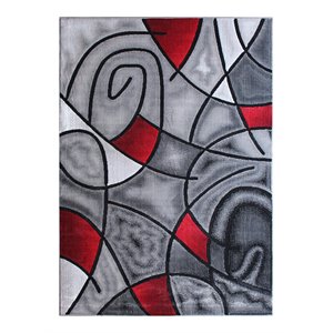 Flash Furniture Jubilee 72x108&quot Abstract Pattern Olefin Fabric Area Rug in Red