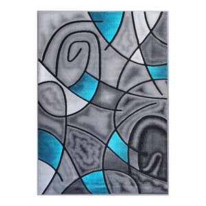 Flash Furniture Jubilee 72&quot x 108&quot Abstract Fabric Area Rug in Turquoise/Gray