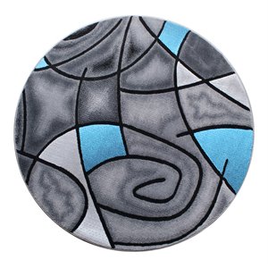 Flash Furniture Jubilee 80.4x80.4&quot Round Abstract Olefin Fabric Area Rug in Red