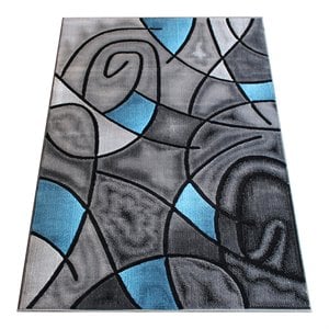 Flash Furniture Jubilee 96&quot x 120&quot Abstract Pattern Fabric Area Rug in Blue/Gray