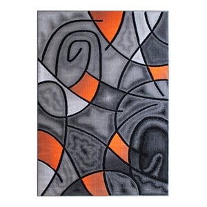 Flash Furniture Jubilee 96&quot x 120&quot Abstract Pattern Fabric Area Rug in Orange