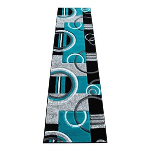 Flash Furniture Audra 24&quot x 87.6&quot Abstract Fabric Area Rug in Turquoise/Black