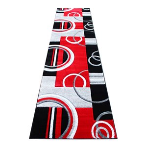 Flash Furniture Audra 33.6&quot x 120&quot Geometric Olefin Fabric Area Rug in Red/Gray