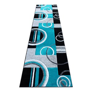 Flash Furniture Audra 33.6&quot x 120&quot Geometric Fabric Area Rug in Turquoise/Gray