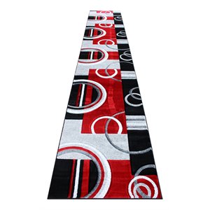 Flash Furniture Audra 33.6&quot x 187.2&quot Geometric Olefin Fabric Area Rug in Red