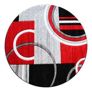 Flash Furniture Audra 96&quot x 96&quot Geometric Olefin Fabric Area Rug in Red