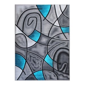 Flash Furniture Jubilee 96&quot x 120&quot Abstract Olefin Fabric Area Rug in Turquoise