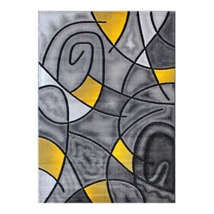 Flash Furniture Jubilee 96&quot x 120&quot Abstract Pattern Fabric Area Rug in Yellow