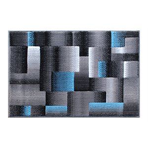 Flash Furniture Elio 24&quot x 36&quot Geometric Olefin Fabric Area Rug in Blue