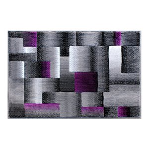 Flash Furniture Elio 24&quot x 36&quot Geometric Olefin Fabric Area Rug in Purple