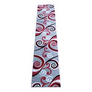 Flash Furniture Valli 28.8&quot x 132&quot Swirl Olefin Fabric Area Rug in Red