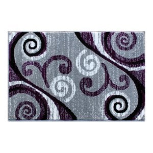 Flash Furniture Valli 24x36&quot Distressed Swirl Olefin Fabric Area Rug in Purple