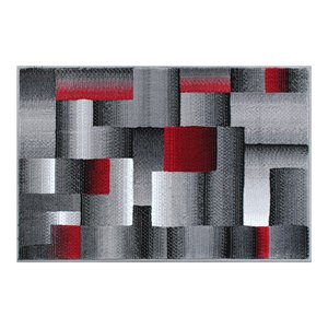 Flash Furniture Elio 24&quot x 36&quot Geometric Olefin Fabric Area Rug in Red