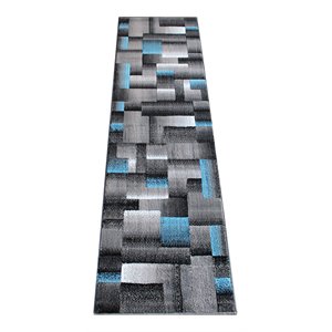 Flash Furniture Elio 24&quot x 84&quot Geometric Olefin Fabric Area Rug in Blue