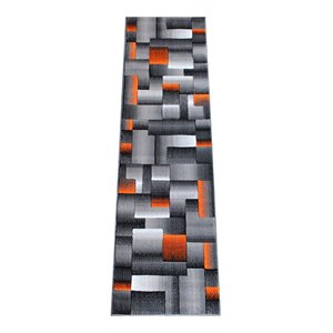 Flash Furniture Elio 24&quot x 84&quot Geometric Olefin Fabric Area Rug in Orange