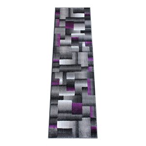 Flash Furniture Elio 24&quot x 84&quot Geometric Olefin Fabric Area Rug in Purple