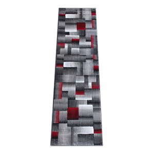 Flash Furniture Elio 24&quot x 84&quot Geometric Olefin Fabric Area Rug in Red