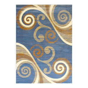 Flash Furniture Valli 63.6&quot x 87.6&quot Swirl Olefin Fabric Area Rug in Blue