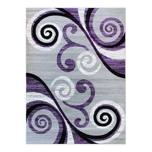 Flash Furniture Valli 63.6&quot x 87.6&quot Swirl Olefin Fabric Area Rug in Purple