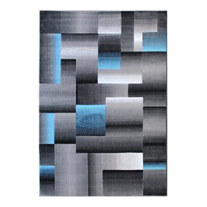 Flash Furniture Elio 60&quot x 84&quot Geometric Olefin Fabric Area Rug in Blue