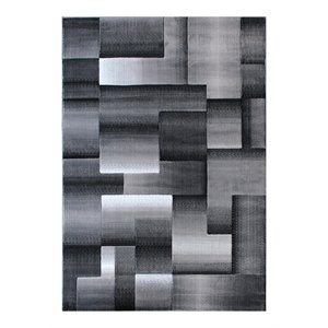 Flash Furniture Elio 60&quot x 84&quot Geometric Olefin Fabric Area Rug in Gray