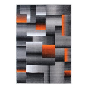 Flash Furniture Elio 60&quot x 84&quot Geometric Olefin Fabric Area Rug in Orange