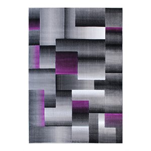 Flash Furniture Elio 60&quot x 84&quot Geometric Olefin Fabric Area Rug in Purple