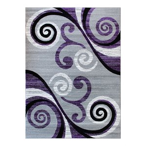Flash Furniture Valli 96&quot x 120&quot Swirl Olefin Fabric Area Rug in Purple