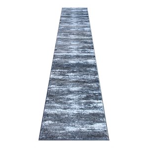 Flash Furniture Marian 28.8&quot x 132&quot Distressed Olefin Fabric Area Rug in Gray