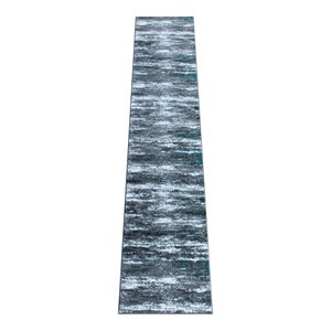 Flash Furniture Marian 28.8x132&quot Distressed Olefin Fabric Area Rug in Turquoise